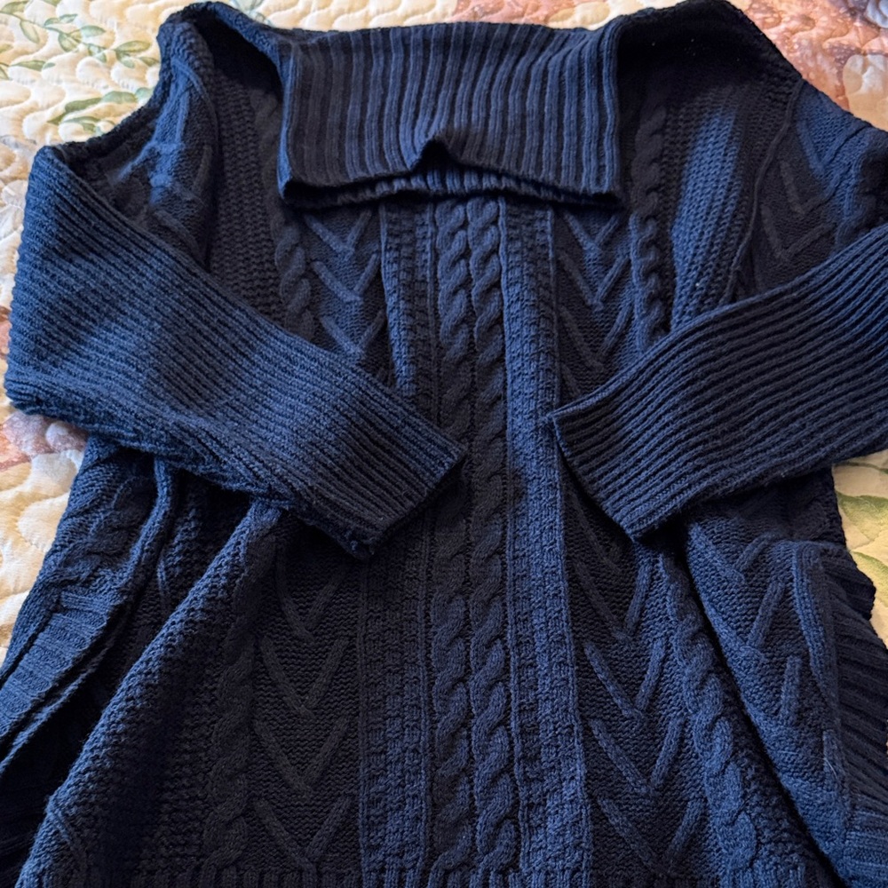 Navy Cable Knit Women's Sweater Cardigan.small